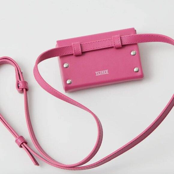 New Closed Belt Bag Mini Pink Raspberry Designer Crossbody Belt Bag MSRP $358 - Picture 3 of 6